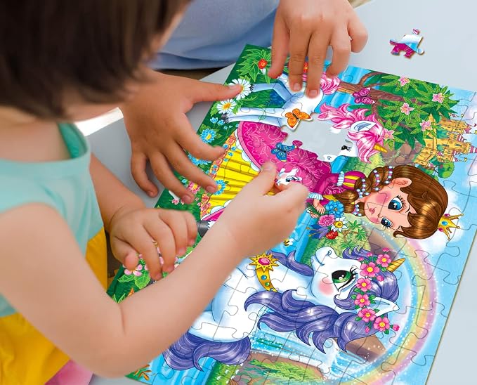 Puzzles for Kids Ages 4-6 6-8 Year Old - Princess & Unicorns | 100 Piece Jigsaw Puzzle for Toddler Children Learning Educational Puzzles Toys, Girls Birthday Gifts