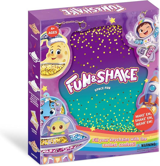 DIY Glitter Craft Kit with Keychains - Mess-Free Arts and Crafts for Kids Ages 4-8, Fun Shake-It Activity, Creative Travel Toys, Party Favors & Birthday Gifts for Girls 4-9
