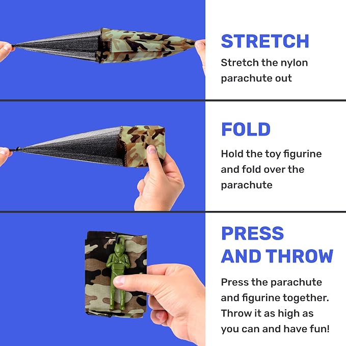 NUTTY TOYS Army Parachute Toys for Kids - Tangle Free Outdoor Flying Parachute Men, Best Small Outside Toys for 4 5 6 7 8 9 10 11 12 Year Old, Top Christmas Stocking Stuffers Idea 2026 Unique Boy Gift