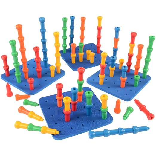 Constructive Playthings CPX-438 Giant Pegboard Set with 4 Pegboards and 100 Hold Tight Pegs