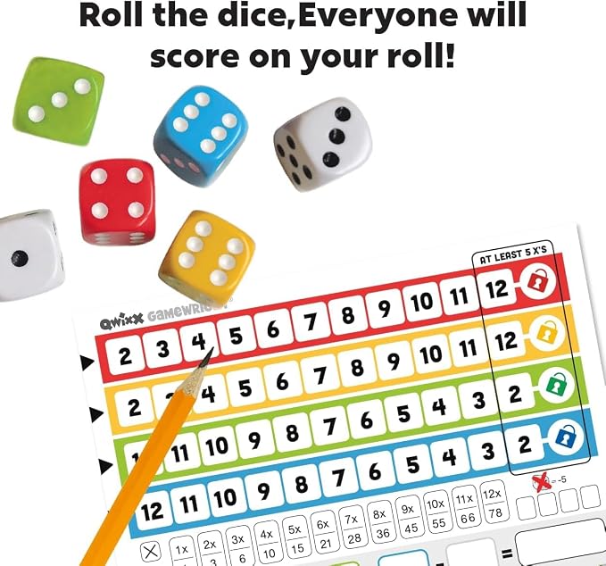 Qwixx Fast Family Dice Game – Quick 15-Minute Gameplay, Easy to Learn, Strategy & Luck, Travel-Friendly Party Game for Kids & Adults Ages 8+, 2–5 Players
