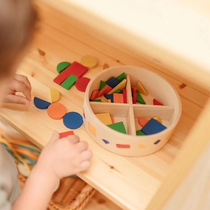 PlanToys® Mosaic Wooden Toy for Toddlers 12M+ Montessori 45 Geometric Pieces