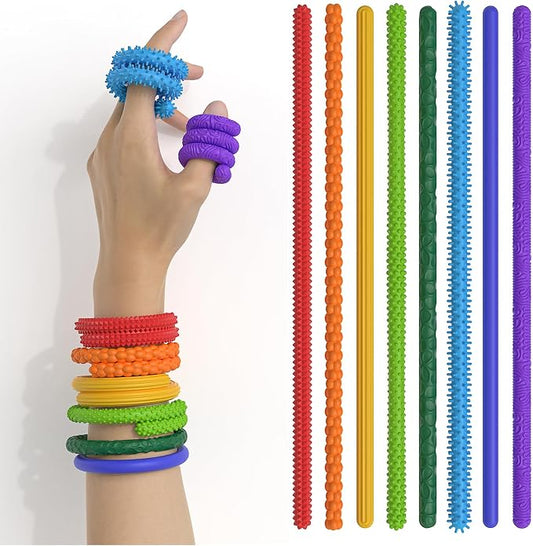 8-Pack Sensory Stretchy Fidget Toys for Kids - Stress Relief Toys for Anxiety, ADHD, Autism Special Needs, Flexible Fidget Sticks for Toddlers Boys Girls, Ideal Christmas Stocking Stuffers