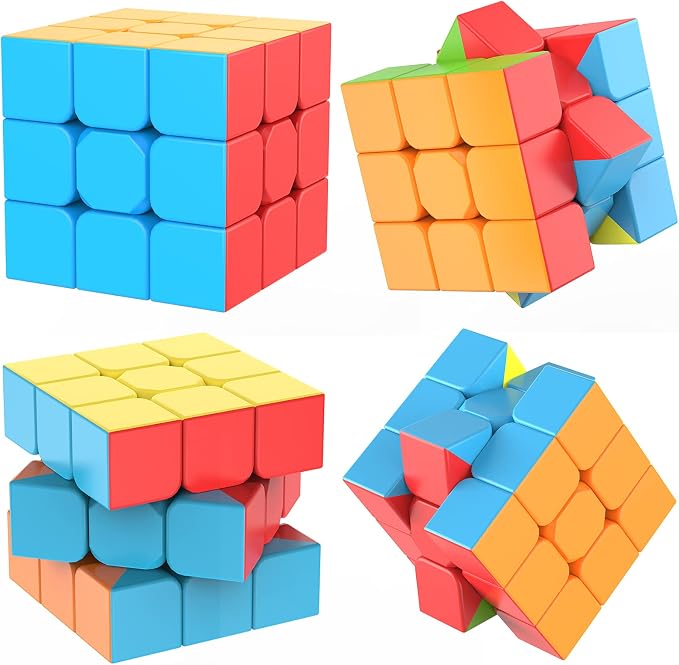3x3 Speed Cube Stickerless with Stand & Tutorial Toy Gift for Boys 6-12 | Problem-Solving Brain Teaser, Easy Turning Sensory Puzzle Basket Stuffers STEM Educational