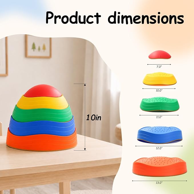 Balance stepping stones for kids, non-slip toddlers sensory toys outdoor or indoor play, promoting motor skills and confidence, Obstacle Course Coordination Toys for children age 3 4 5 6 7+