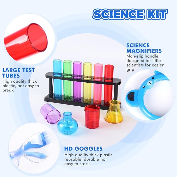 Science Kits for Kids 3-5 Test Tube Droppers for Kids Chemistry Set | Toddler Science Kit Test Tubes Dropper Beaker Set Science Experiments for Kids 4-6 Preschool Science Center Materials STEM