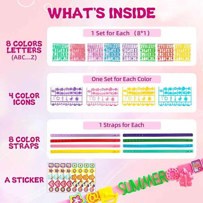 Friendship Bracelet Kit, DIY Jewelry Making Kit for Girl Ages 5-12 | Art & Craft Kits for Kids, Snap-On Design, Adjustable Strap, Personalized Name Bracelets, Sleepovers, Parties, Birthday Gifts