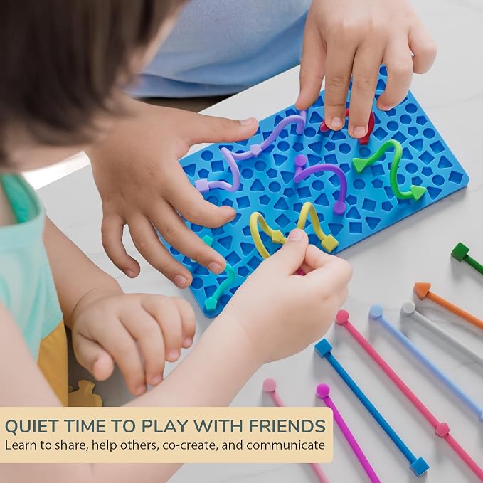 Sensory Activity Board for Kids Boys Girls, Fidget Toys for Stress Anxiety Autistic ADHD, Fidgets for Classroom Travel Airplane Toys for 3+ Year Old, Portable Travel Storage Box & 14 Strings