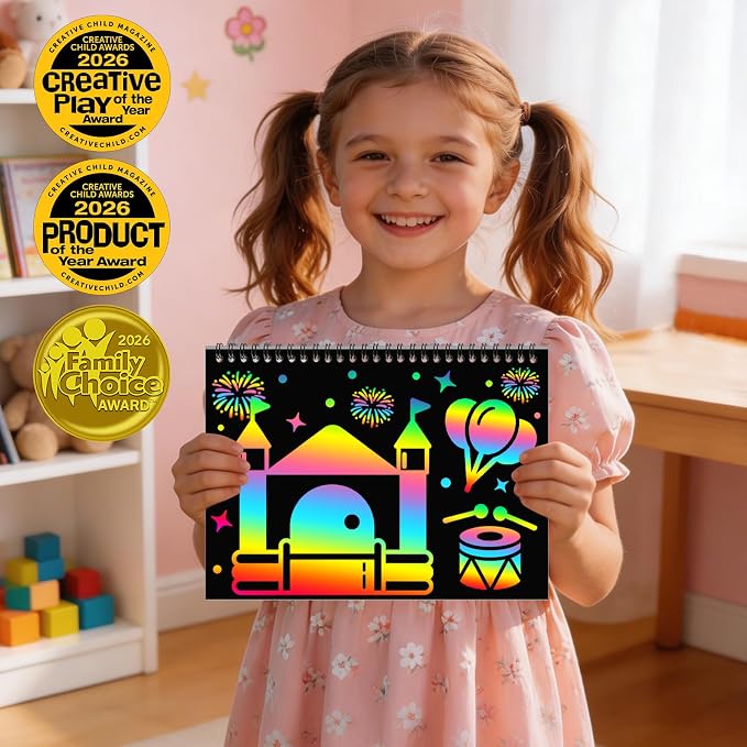 ZMLM Scratch Paper Art-Crafts Gift: 2 Pack Rainbow Notebooks Supplies Toys | Art Crafts for 3 4 5 6 7 8 9 10 11 12 Years Old Girls and Boys Kids Birthday Christmas Party Travel Games Activities