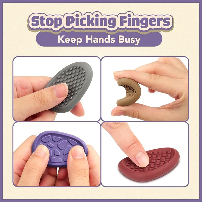 Fidget Toys Adults Sensory Stone: 16 Pack Texture Worry Stone for Kids Calming - Sensory Autism Toys for Stress Relief - Quiet Small Fidgets for Classroom Prizes