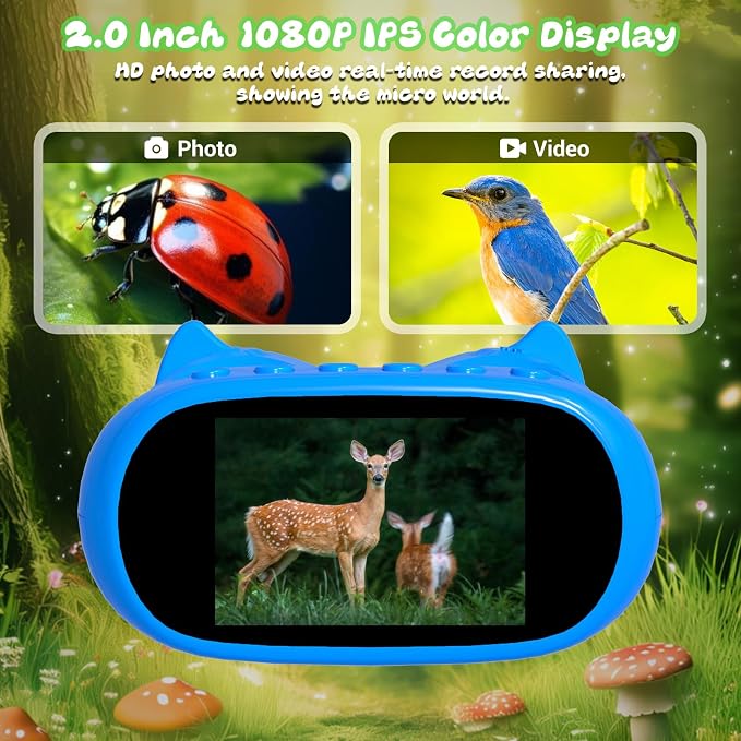 1000X Handheld Microscope for Kids, 2 in 1 Pocket Digital Microscope 2.0" & 10X Telescope for Kids - Science Kits STEM Toys - Gifts for Boys Girls Ages 3 4 5 6 7 8 9 10 11 12(Blue)