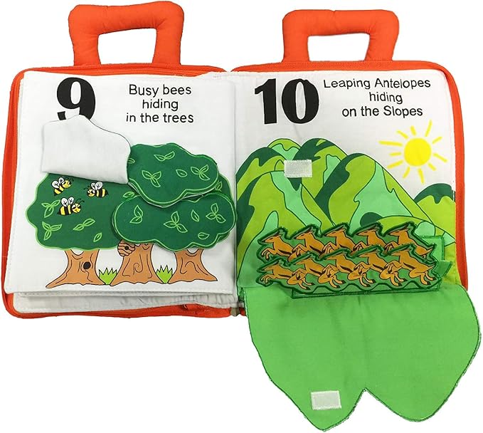 Child's Count and Seek First Counting Quiet Book by Pockets of Learning | Interactive Fabric Activity Busy Book for Toddlers and Children | Engaging Educational Toy for Kids Learning Adventure
