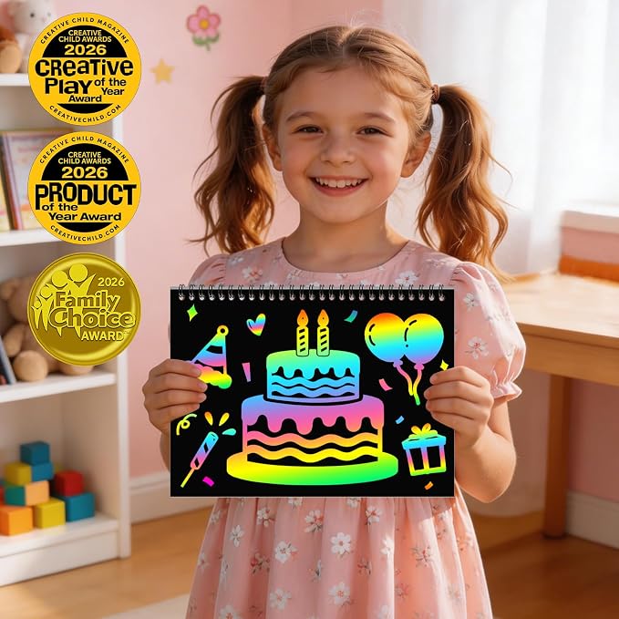 ZMLM Scratch Paper Art-Crafts Gift: 2 Pack Rainbow Notebooks Supplies Toys | Art Crafts for 3 4 5 6 7 8 9 10 11 12 Years Old Girls and Boys Kids Birthday Christmas Party Travel Games Activities