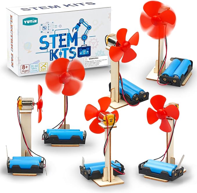 6 STEM Science Kits for Kids Age 8-12, Classroom Electric Fan Circuit Kit | Science Party Favors Bulk, Building Toys for 6-8 8-13 Year Girls Boys Gifts, Wood Crafts Experiments Activities Projects