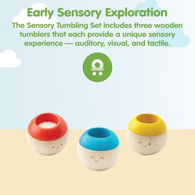 PlanToys® Wooden Tumbling Montessori Toy for Babies 6 Months+ Developmental | wooden tumbling toy, montessori developmental baby toy, fine motor skill sensory play, safe learning activity, babies 6 month