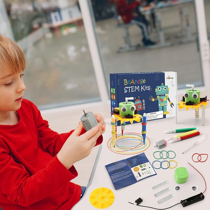 4-Pack STEM Doodling Robot Kits, Bulk Craft STEM Toys for Kids 8-13 | Robotics Science Building Kits for Kids 8-12, Classroom Activities & Science Experiments, DIY Project for Boys Girls Gifts