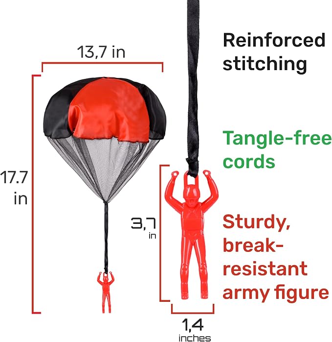 NUTTY TOYS Parachute Toys for Kids - Tangle Free Outdoor Flying Parachute Men, Top Indoor & Outside, 3 4 5 6 7 8 9 10 11 12 Year Old, Best Christmas Stocking Stuffers Idea 2026 Unique Boy & Girl Gifts