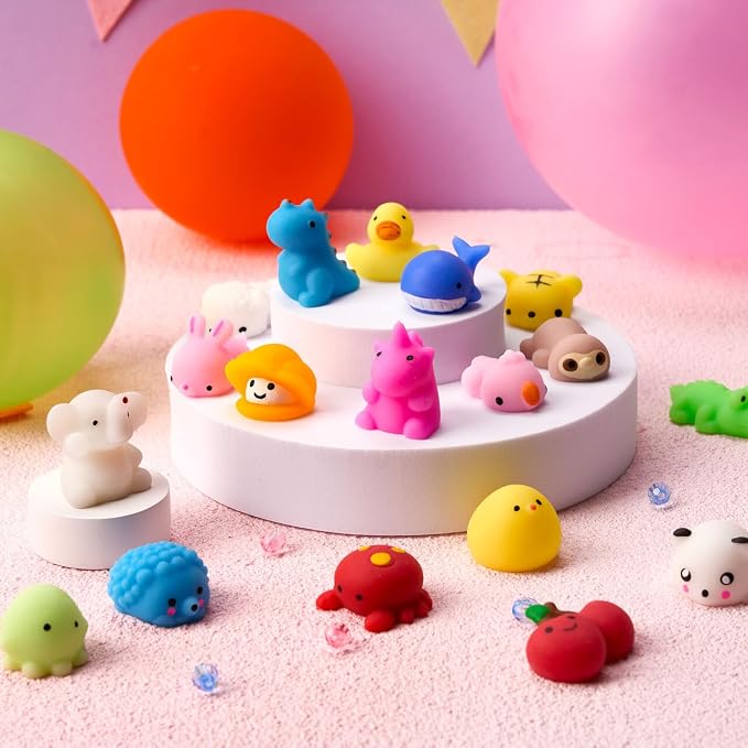 JOYIN Mochi Squishy Toy Set, 200 Pack Mini Squishy Mochi, Party Favors for Kids, Kawaii Stress Relief Toys, Basket Stuffers, Goodie Bags Fillers, Birthday Gifts, Classroom Prizes