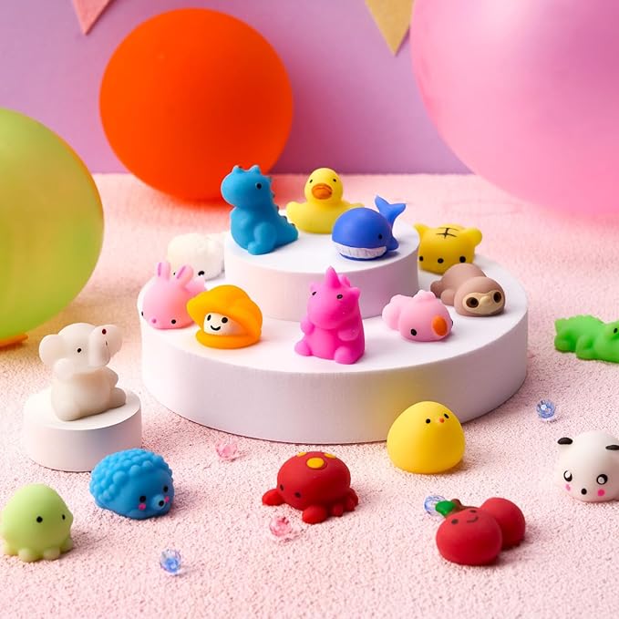 JOYIN Mochi Squishy Toy Set, 100 Pack Mini Squishy Mochi, Party Favors for Kids, Kawaii Stress Relief Toys, Basket Stuffers, Goodie Bags Fillers, Birthday Gifts, Classroom Prizes
