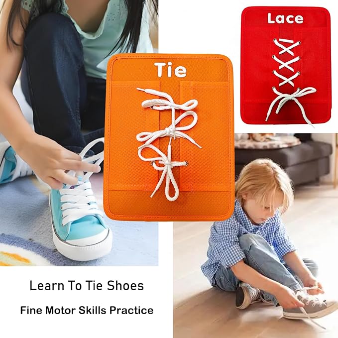 YHZAN Montessori Dressing Frame Busy Board Fine Motor Skills Develop Todder Practical Life Activity Learn to Dress Shoe-Tying Preschool Classroom Educational Toy