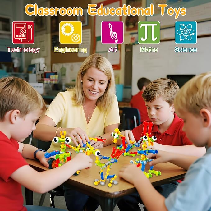 STEM Toys for 3 4 5 6 7 8+ Year Old Boy Birthday Gift, Boys Toy Age 4-6 6-8 | 142 Pcs Building Toys Construction Set, Classroom Learning Creative Activities Boy Toy 5-7 8-10, STEM Kits with Storage Box