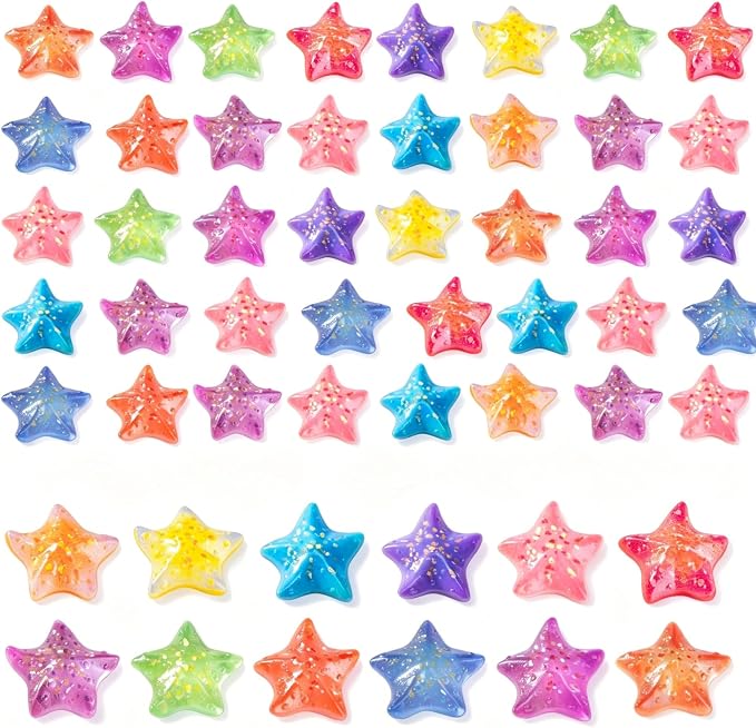 60Pcs Mini Resin Starfish Figurines Tiny Sea Shell Star Figure for Crafts | Bulk Star Fish Shells Aquarium Decorations, Glow in the Dark, 12 Styles 5 Pieces Each, estrellas de mar para decoración