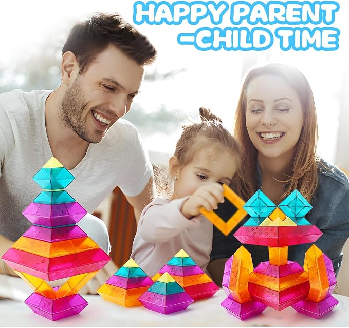 30-Piece STEM Building Blocks Set - Educational Stacking Toys for Kids | Preschool Learning Activities & Light Table Compatible Construction Toys for Toddlers, Boys and Girls Ages 3-6 Years Old