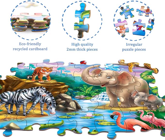 Puzzles for Kids Ages 4-6 – 2 x 60 Pieces Ocean & Forest Animals | Puzzles for Kids Ages 3-5 6-8, Educational Learning Animals Toys, Gift for Boys and Girls