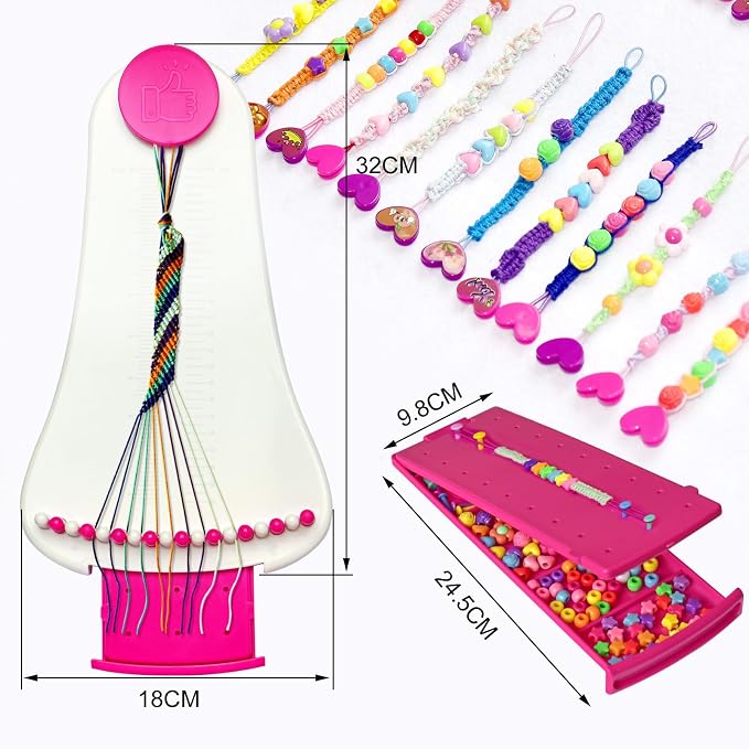 Friendship Bracelet Making Kit toys ,ages for 8 9 10 11 12 Year Old Girls, Kids Travel Activity Set,diy kit,Arts and Crafts Bracelets String Maker Kit ,Great Christmas Birthday Gifts (rosered-white)