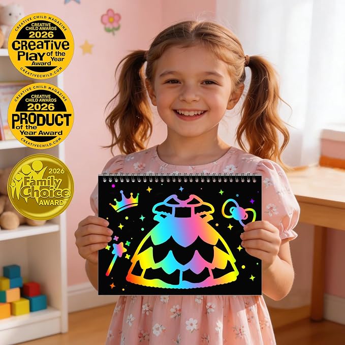 ZMLM Scratch Paper Art-Crafts Gift: 2 Pack Rainbow Notebooks Supplies Toys | Art Crafts for 3 4 5 6 7 8 9 10 11 12 Years Old Girls and Boys Kids Birthday Christmas Party Travel Games Activities