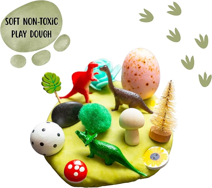 Play Dough Kit, Sensory Kit,Non-Toxic PlayDough, Sensory Motor Aids Gift for Kids, Sensory Play Set, Fine Motor Activity (Dinosaur Play Dough Kit)
