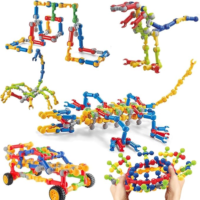 KUTOI Stem Building Blocks Set - 167 Pcs With Wheels - Ideal for 5 Year Old Boys and Girls - Educational and Creative Building Games