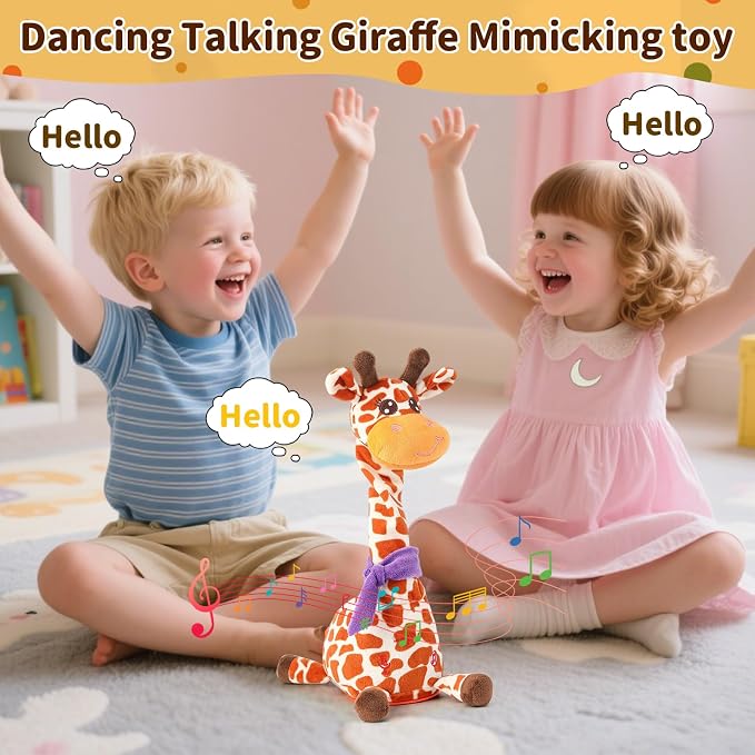 Dancing Talking Giraffe Toy for Baby Toddler, Dancing Giraffe Toy Singing Mimicking Recording Repeating What You Say with LED English Sing for Boys Girls Gift, 15 Second Recorde(Adjustable Volume) | Mimicking Repeating What You Say, LED Flashing Plush ...