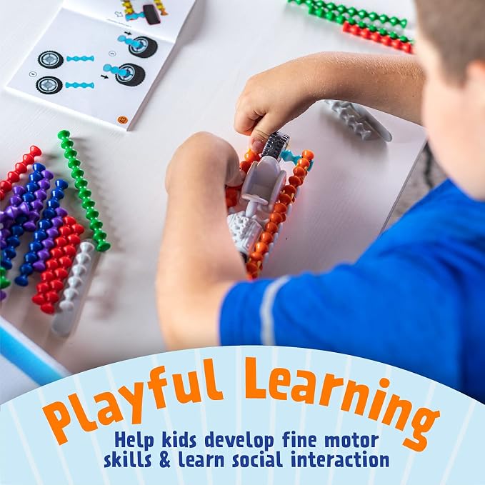 POPULAR PLAYTHINGS Clipstix Building Sticks Kit, 100 Piece, Playstix | Construction Stem Building Gift, Playstix, for Boys & Girls, for Kids