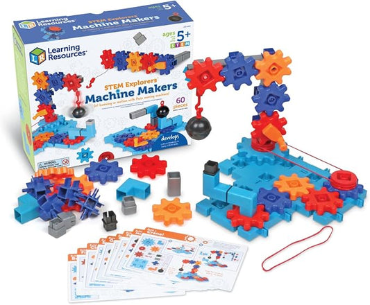 Learning Resources STEM Explorers Machine Makers - 60 Pieces, Ages 5+, Building Montessori Toys, Engineering Activities, Fine Motor Skills