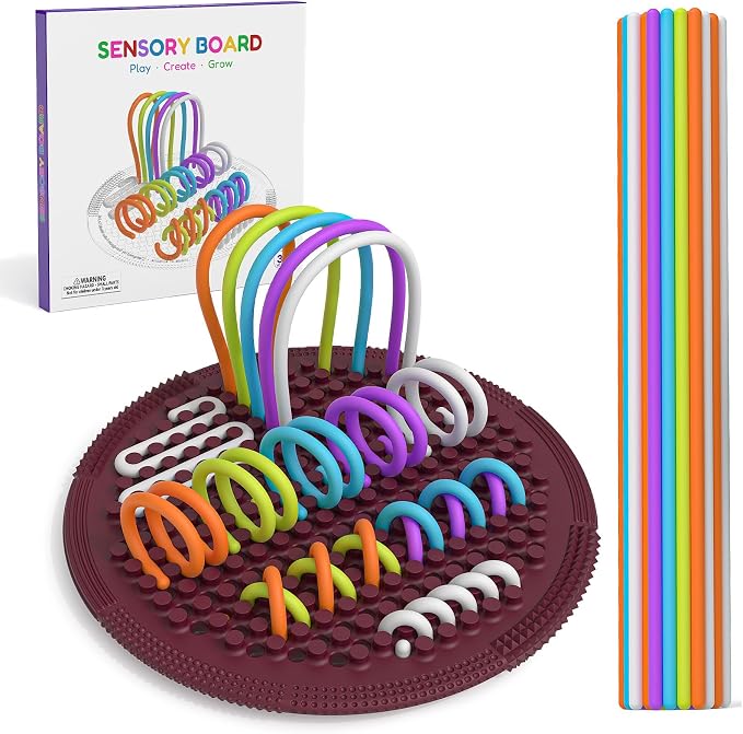 Sensory Activity Board:Fidget Toy for Anxiety, ADHD Kids & Adults | sensory toys for Kids 3+ and Adults, with 25 pull strings and a portable bag for travel, classrooms and everyday play