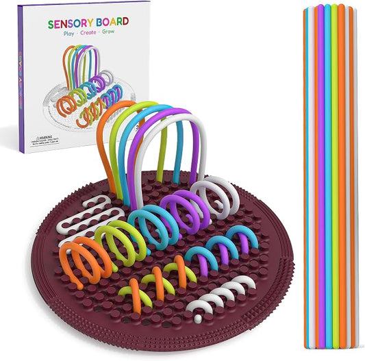 Sensory Activity Board:Fidget Toy for Anxiety, ADHD Kids & Adults | sensory toys for Kids 3+ and Adults, with 25 pull strings and a portable bag for travel, classrooms and everyday play