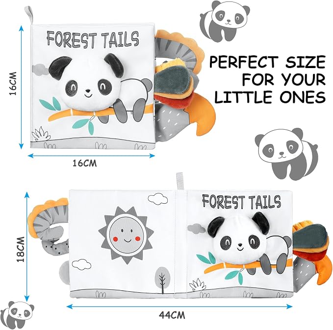 HOTUT Soft Baby Books Toys, 3D Touch and Feel Crinkle Cloth Books, Baby Books Toys for Babies, Toddlers Infant Kids, Soft Baby Books Touch and Feel Crinkle for Infants Toddler Gifts Toy(Panda)