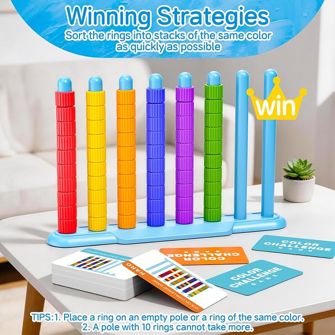 1 Pack Color Challenge Game, Solo Play Color Matching Puzzle Game, Fun Board Game for Kids 6-8-12, Adults, Party & Family Game Night, Birthday Christmas Party Gifts for Boys & Girls