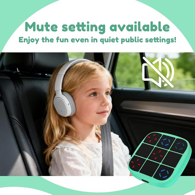 KOQQQ Rechargeable Tic-Tac-Toe Bolt Game, Upgraded 4-in-1 Handheld Puzzle Console, Electronic Educational Memory Game, Portable Travel Car Ride Board Games for Kids Adults (Cyan)