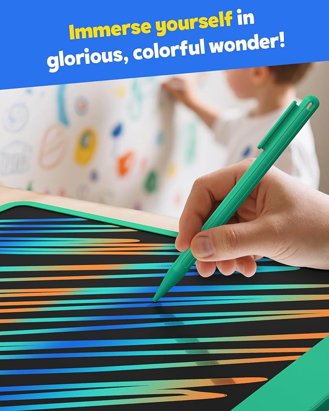 LCD Writing Tablet for Adults, Large Doodle Board, 16 Inch Colorful Drawing Tablet Writing Pad, Toddler Toys for 3 4 5 6 7 8 9 Year Old Girls Boys Teen, Birthday Gifts for Kids (DarkGreen)