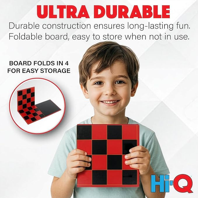 3-in-1 Chess, Checkers & Tic-Tac-Toe Game Set – Double-Sided Folding Board – Staunton Style Pieces & Interlocking Checkers – Classic Strategy Family Board Game for Kids & Adults