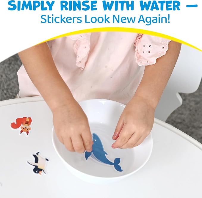 Reusable Sticker Book for Toddlers - Animals, 50 Washable Jelly Stickers | 8 Play Scenes, Animals Sticker Activity Book for Kids, Road Trip Travel Toys, Birthday Gift & Stocking Stuffer