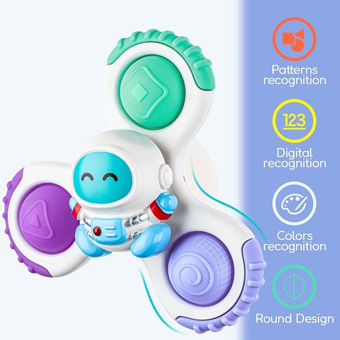 Pop Suction Cup Spinner Airplane Travel Toys for 1 Year Old Boy Girl | Novelty Spinning Tops Infant 12 18 Months,1 2 Year Old Boy Birthday Gift for Toddlers ,Sensory Baby Bath Toy Kids Ages 1-3