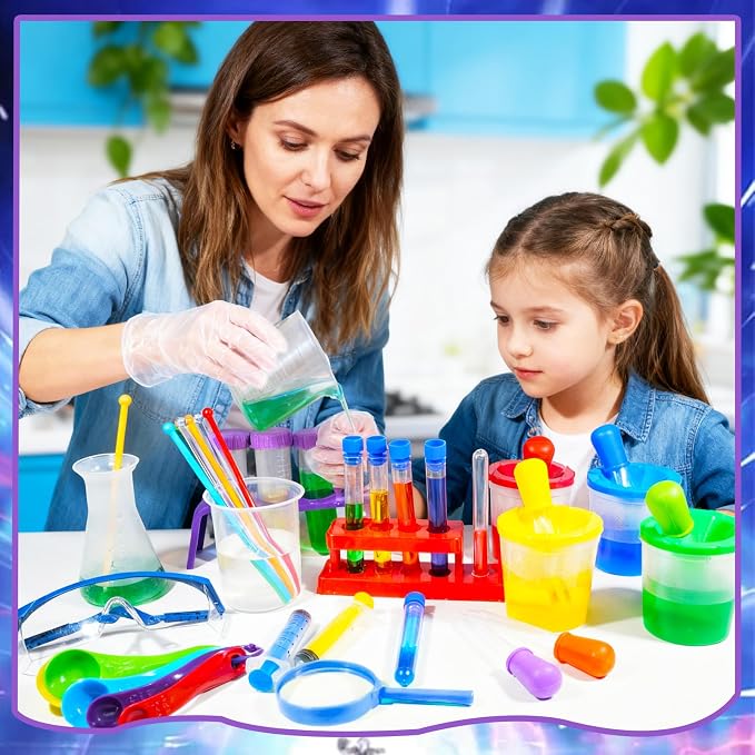 Bbiamsleep 37PCS Science Kits for Kids, Beakers and Test Tubes Experiments | Color Science Experiment Educational Toys Christmas Gift, Plastic Beakers Test Tubes Pipettes Droppers for Kids Ages 3+