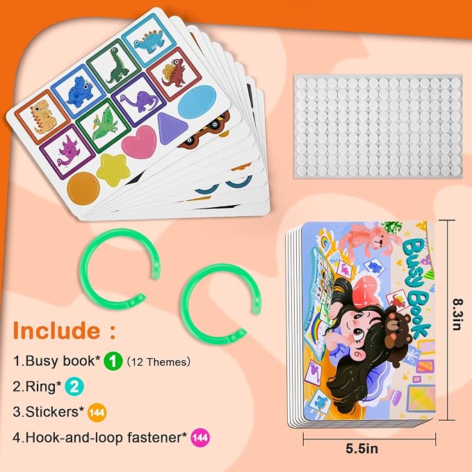 NAHSHON 12 Themes Small Montessori Busy Book Learning Toys for Kids 3-5 | Preschool Learning Activities Educational Sorting Toys for Kids 3 Year Old, Autism Sensory Fine Motor Matching Games