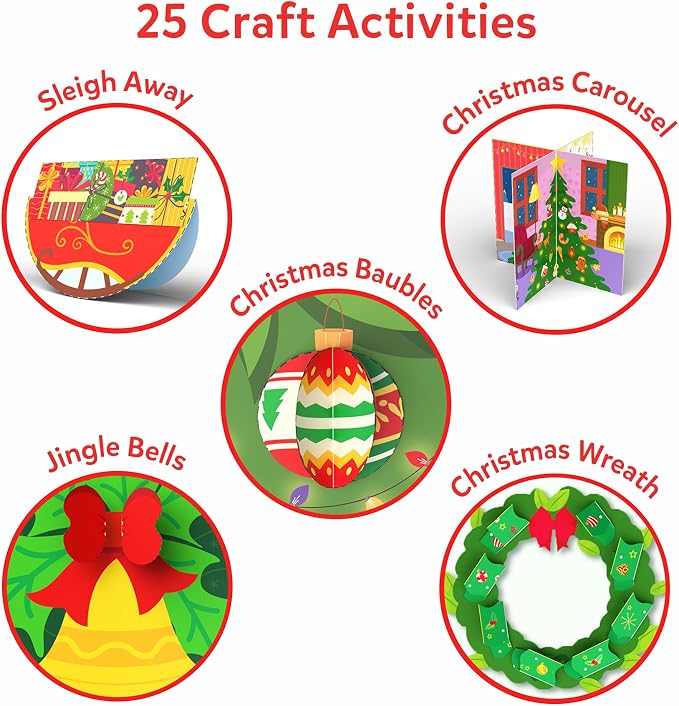 Skillmatics Snip Snip Christmas, Gift for Kids, Scissor Skills, Felt Craft | Preschool Activity Book, Safety Scissors, Fine Motor Skills, Learning Toy, Stocking Stuffers, Toddlers, Ages 3, 4, 5, 6