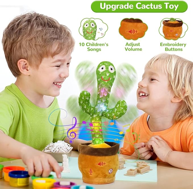 Emoin Talking Cactus Toy, Dancing Cactus Baby Toy | Mimicking Recording Repeating What You Say, Educational Interactive Baby Boys Girls Toys, Volume Adjustment
