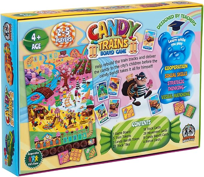 Candy Trains Cooperative Board Game for Kids Ages 4+, A Sweet Adventure | Build sweet tracks and work together to deliver the candy. Easy to learn, cooperative fun, perfect for family game night.