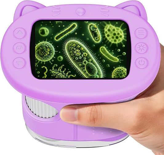 1000X Handheld Digital Microscope for Kids (Purple) | 4K HD 2.4" Screen, 200–1000X Magnification, Portable Kids Microscope, Educational STEM Toy, Gifts for Boys and Girls Age 5–12